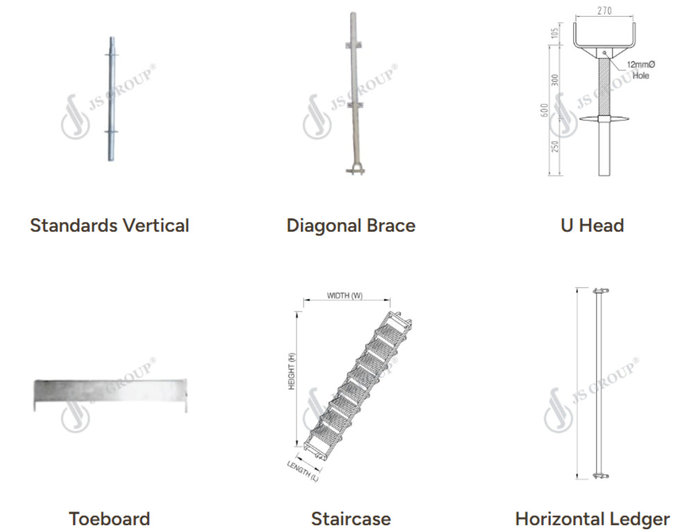 Components for modular scaffolding system
